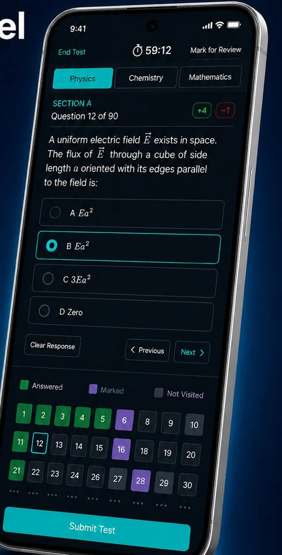 The same mock test interface running on a phone.